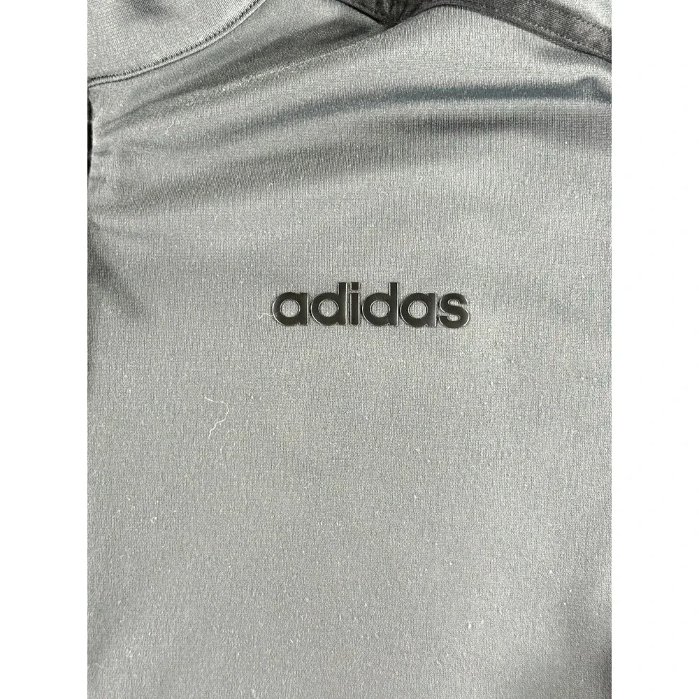 Adidas Mens Essentials Track Jacket Charcoal Grey Black 3-Stripe Full‎ Zip Small
